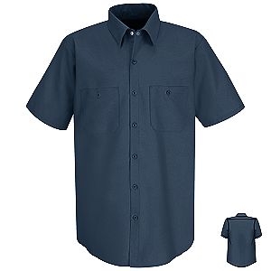 Navy Blue Short Sleeve Work Shirt, regular body